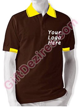 Designer Cocoa and Yellow Color T Shirts With Company Logo